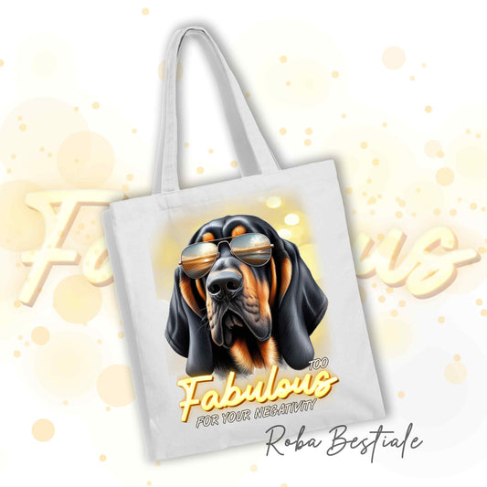 Shopper TOO FABULOUS - BLOODHOUND Black and Tan - 100% Cotone