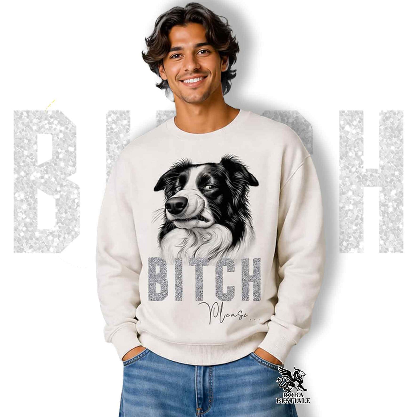 Felpa BI**H, PLEASE - BORDER COLLIE - Girocollo, Unisex, in tanti colori! - dalla XS alla 3XL