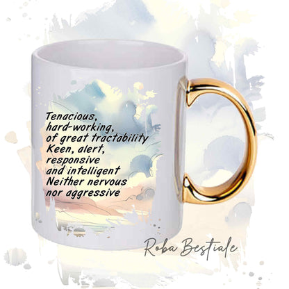 Tazza BEHAVIOR - BORDER COLLIE Red Merle - Standard FCI - In Ceramica, con manico dorato - 330 ml