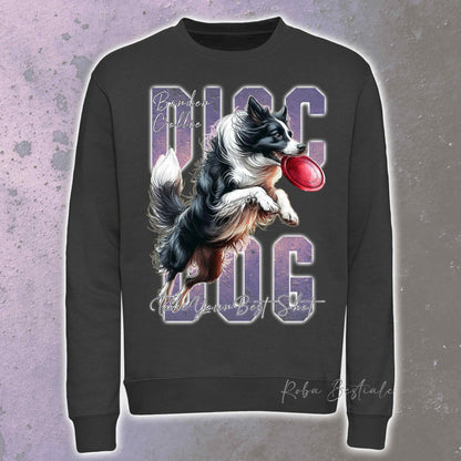 Felpa Invernale APTITUDE - DISC DOG - BORDER COLLIE Bianco e Nero - Girocollo, Unisex, in tanti colori! - dalla XS alla 3XL