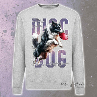 Felpa Invernale APTITUDE - DISC DOG - BORDER COLLIE Bianco e Nero - Girocollo, Unisex, in tanti colori! - dalla XS alla 3XL