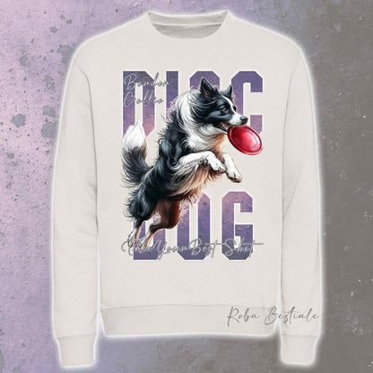 Felpa Invernale APTITUDE - DISC DOG - BORDER COLLIE Bianco e Nero - Girocollo, Unisex, in tanti colori! - dalla XS alla 3XL