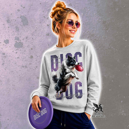 Felpa Invernale APTITUDE - DISC DOG - BORDER COLLIE Bianco e Nero - Girocollo, Unisex, colore a scelta - dalla XS alla 3XL