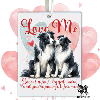 Deodorante Auto LOVE ME - BORDER COLLIE Bianco e Nero - In Feltro, con cordino - 7,5 x 10 cm