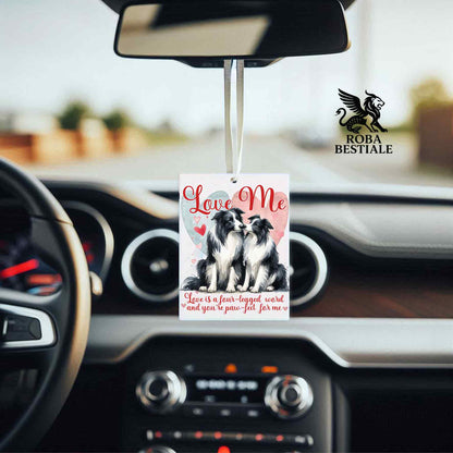Deodorante Auto LOVE ME - BORDER COLLIE Bianco e Nero - In Feltro, con cordino - 7,5 x 10 cm