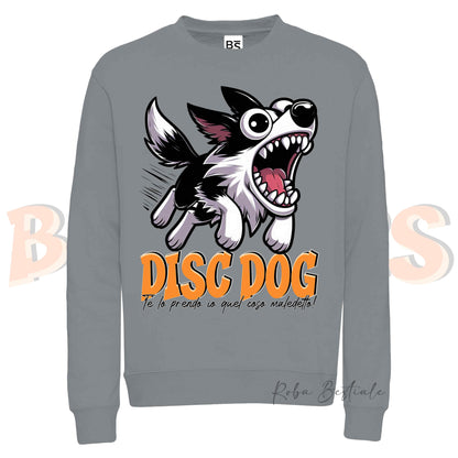 Felpa Invernale BONKERS - DISC DOG - BORDER COLLIE Bianco e Nero - Girocollo, Unisex, in tanti colori! - dalla XS alla 3XL