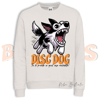 Felpa Invernale BONKERS - DISC DOG - BORDER COLLIE Bianco e Nero - Girocollo, Unisex, in tanti colori! - dalla XS alla 3XL