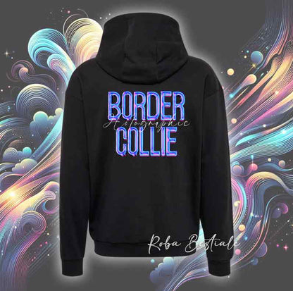 Felpa Invernale HOLO - BORDER COLLIE Bianco & Nero - Con Cappuccio, Unisex - Nera - dalla XS alla 3XL