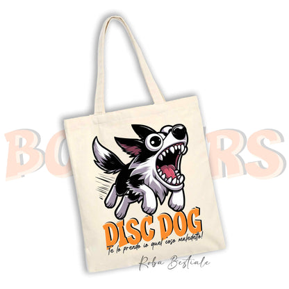 Shopper BONKERS - DISC DOG - BORDER COLLIE Bianco e Nero - Diversi colori disponibili