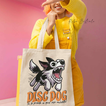 Shopper BONKERS - DISC DOG - BORDER COLLIE Bianco e Nero - Diversi colori disponibili