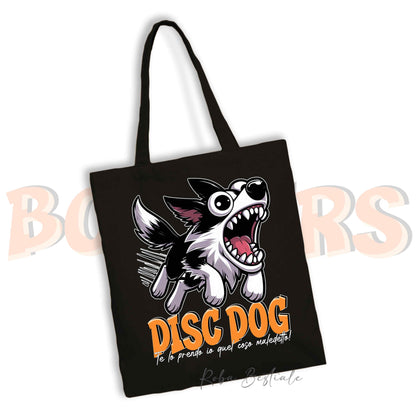Shopper BONKERS - DISC DOG - BORDER COLLIE Bianco e Nero - Diversi colori disponibili