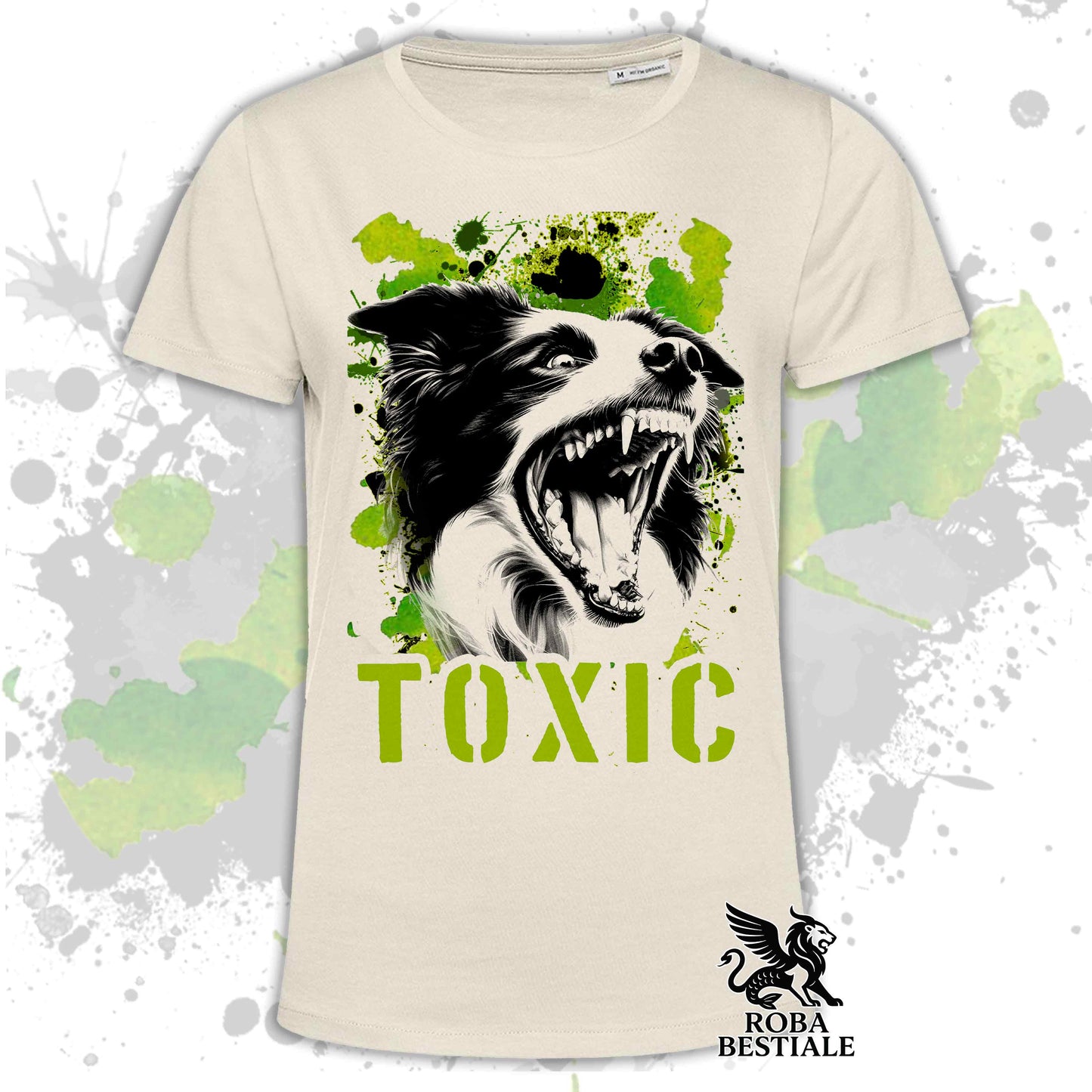 TOXIC T-Shirt - BORDER COLLIE - White or Beige, Men's or Women's - from XS to 5XL