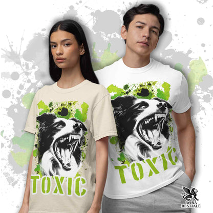 TOXIC T-Shirt - BORDER COLLIE - White or Beige, Men's or Women's - from XS to 5XL