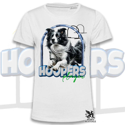 T-Shirt HOOPERS Player - BORDER COLLIE Bianco e Nero - Bianca o Beige, da Uomo o da Donna - dalla XS alla 5XL