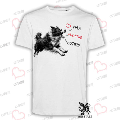 CUTIE T-Shirt - Black and White BORDER COLLIE - White or Beige, for Men or Women - from XS to 5XL