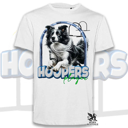 T-Shirt HOOPERS Player - BORDER COLLIE Bianco e Nero - Bianca o Beige, da Uomo o da Donna - dalla XS alla 5XL