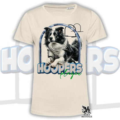 T-Shirt HOOPERS Player - BORDER COLLIE Bianco e Nero - Bianca o Beige, da Uomo o da Donna - dalla XS alla 5XL