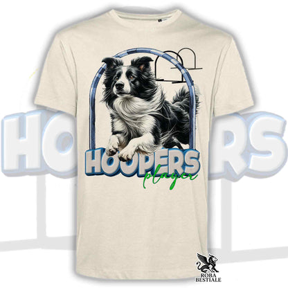 T-Shirt HOOPERS Player - BORDER COLLIE Bianco e Nero - Bianca o Beige, da Uomo o da Donna - dalla XS alla 5XL