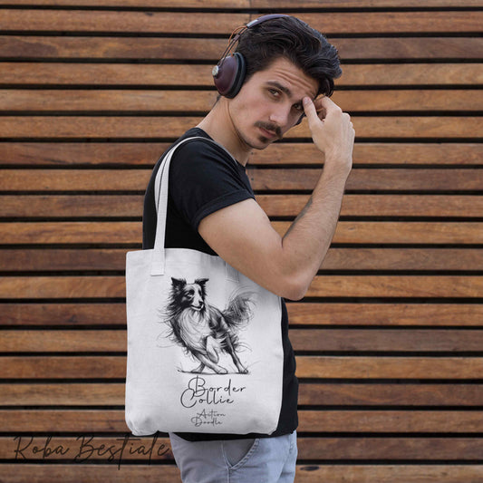 Shopper ACTION DOODLE - BORDER COLLIE 1 - Diversi colori disponibili, 100% Cotone