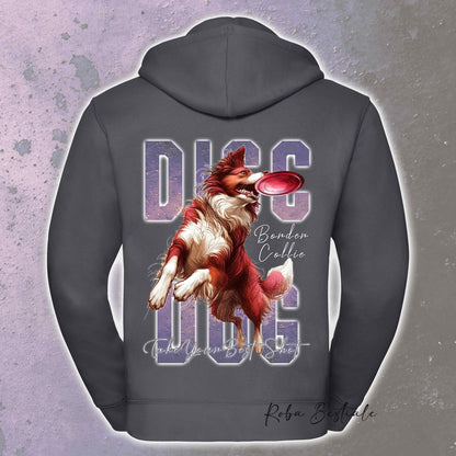Felpa APTITUDE - DISC DOG - BORDER COLLIE Bianco e Rosso - Con Cappuccio e Full Zip, Uomo o Donna, in tanti colori - dalla XS alla 5XL