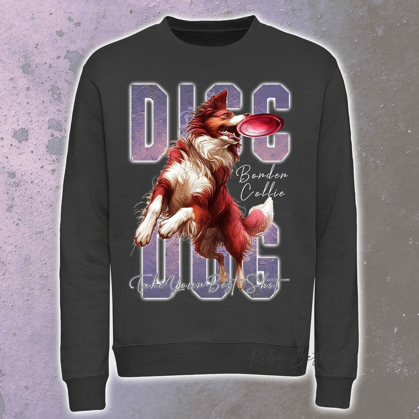 Felpa Invernale APTITUDE - DISC DOG - BORDER COLLIE Bianco e Rosso - Girocollo, Unisex, in tanti colori! - dalla XS alla 3XL