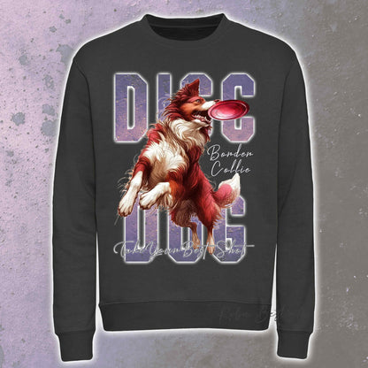 Felpa Invernale APTITUDE - DISC DOG - BORDER COLLIE Bianco e Rosso - Girocollo, Unisex, in tanti colori! - dalla XS alla 3XL