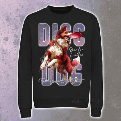 Felpa Invernale APTITUDE - DISC DOG - BORDER COLLIE Bianco e Rosso - Girocollo, Unisex, in tanti colori! - dalla XS alla 3XL