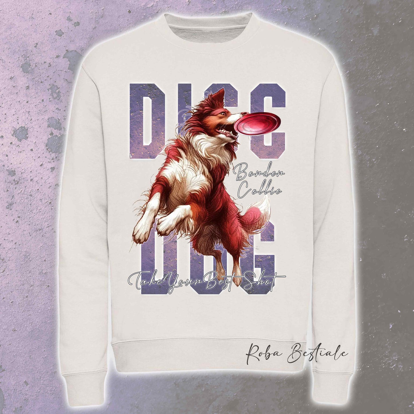 Felpa Invernale APTITUDE - DISC DOG - BORDER COLLIE Bianco e Rosso - Girocollo, Unisex, in tanti colori! - dalla XS alla 3XL