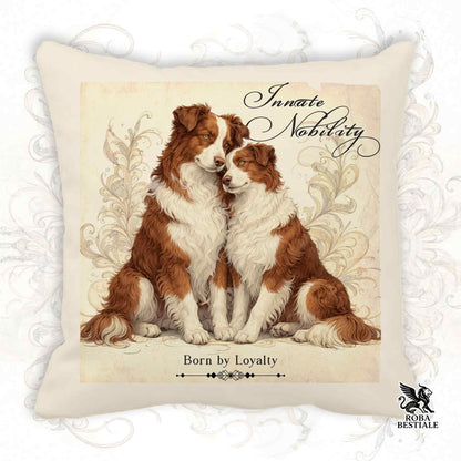 Cuscino NOBILITY - BORDER COLLIE Bianco e Rosso - 100% Tela di Cotone - 40x40 cm