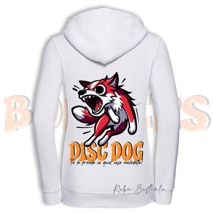 Felpa BONKERS - BORDER COLLIE Bianco e Rosso - Con Cappuccio e Full Zip, Uomo o Donna, in tanti colori - dalla XS alla 5XL