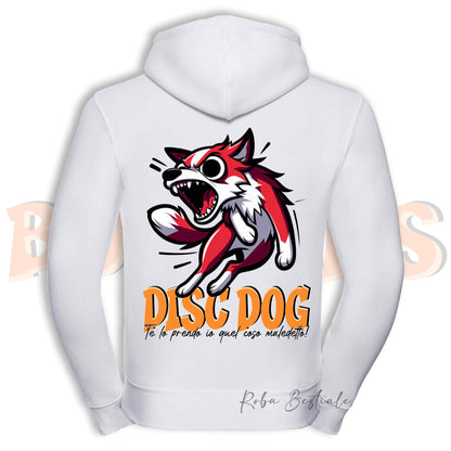 Felpa BONKERS - BORDER COLLIE Bianco e Rosso - Con Cappuccio e Full Zip, Uomo o Donna, in tanti colori - dalla XS alla 5XL