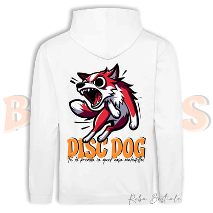 Felpa BONKERS - BORDER COLLIE Bianco e Rosso - Con Cappuccio e Tasconi, Unisex, in tanti colori - dalla XS alla 5XL