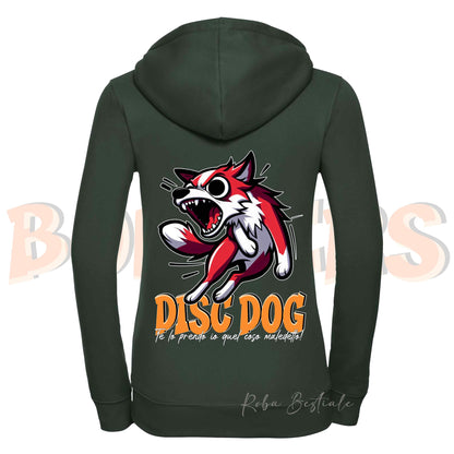 Felpa BONKERS - BORDER COLLIE Bianco e Rosso - Con Cappuccio e Full Zip, Uomo o Donna, in tanti colori - dalla XS alla 5XL