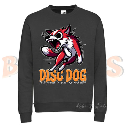 Felpa Invernale BONKERS - DISC DOG - BORDER COLLIE Bianco e Rosso - Girocollo, Unisex, in tanti colori! - dalla XS alla 3XL