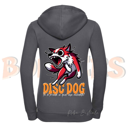 Felpa BONKERS - BORDER COLLIE Bianco e Rosso - Con Cappuccio e Full Zip, Uomo o Donna, in tanti colori - dalla XS alla 5XL