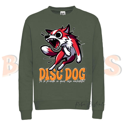 Felpa Invernale BONKERS - DISC DOG - BORDER COLLIE Bianco e Rosso - Girocollo, Unisex, in tanti colori! - dalla XS alla 3XL