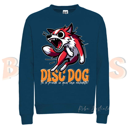 Felpa Invernale BONKERS - DISC DOG - BORDER COLLIE Bianco e Rosso - Girocollo, Unisex, in tanti colori! - dalla XS alla 3XL