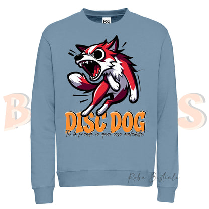 Felpa Invernale BONKERS - DISC DOG - BORDER COLLIE Bianco e Rosso - Girocollo, Unisex, in tanti colori! - dalla XS alla 3XL