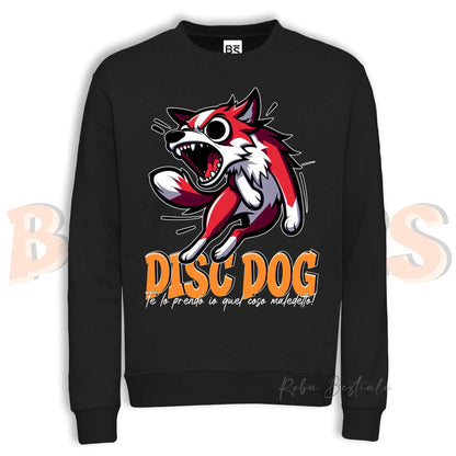 Felpa Invernale BONKERS - DISC DOG - BORDER COLLIE Bianco e Rosso - Girocollo, Unisex, in tanti colori! - dalla XS alla 3XL