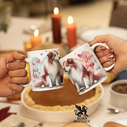 Tazza LOVE ME - BORDER COLLIE Bianco e Rosso - In Ceramica, con dettagli Rossi - 330 ml