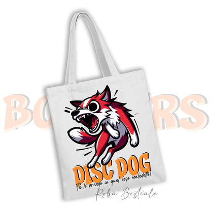 Shopper BONKERS - DISC DOG - BORDER COLLIE Bianco e Rosso - Diversi colori disponibili