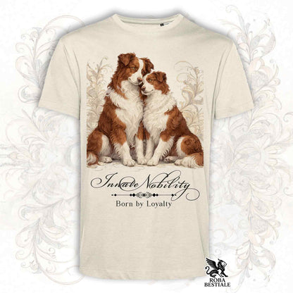 T-Shirt NOBILITY - BORDER COLLIE Bianco e Rosso - Bianca o Beige, da Uomo o da Donna - dalla XS alla 5XL