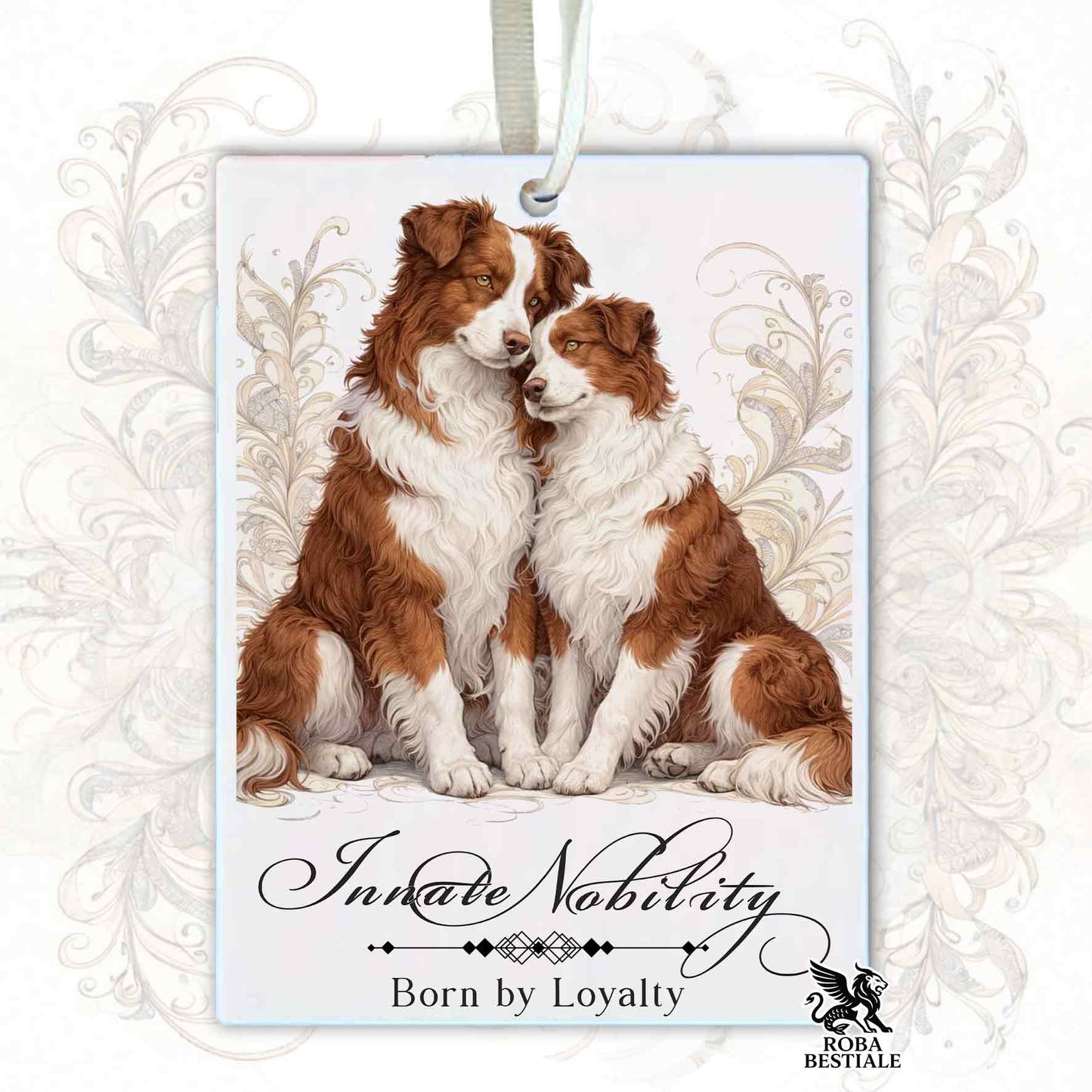 Profumatore NOBILITY - BORDER COLLIE Bianco e Rosso - In Feltro, con cordino - 7,5 x 10 cm