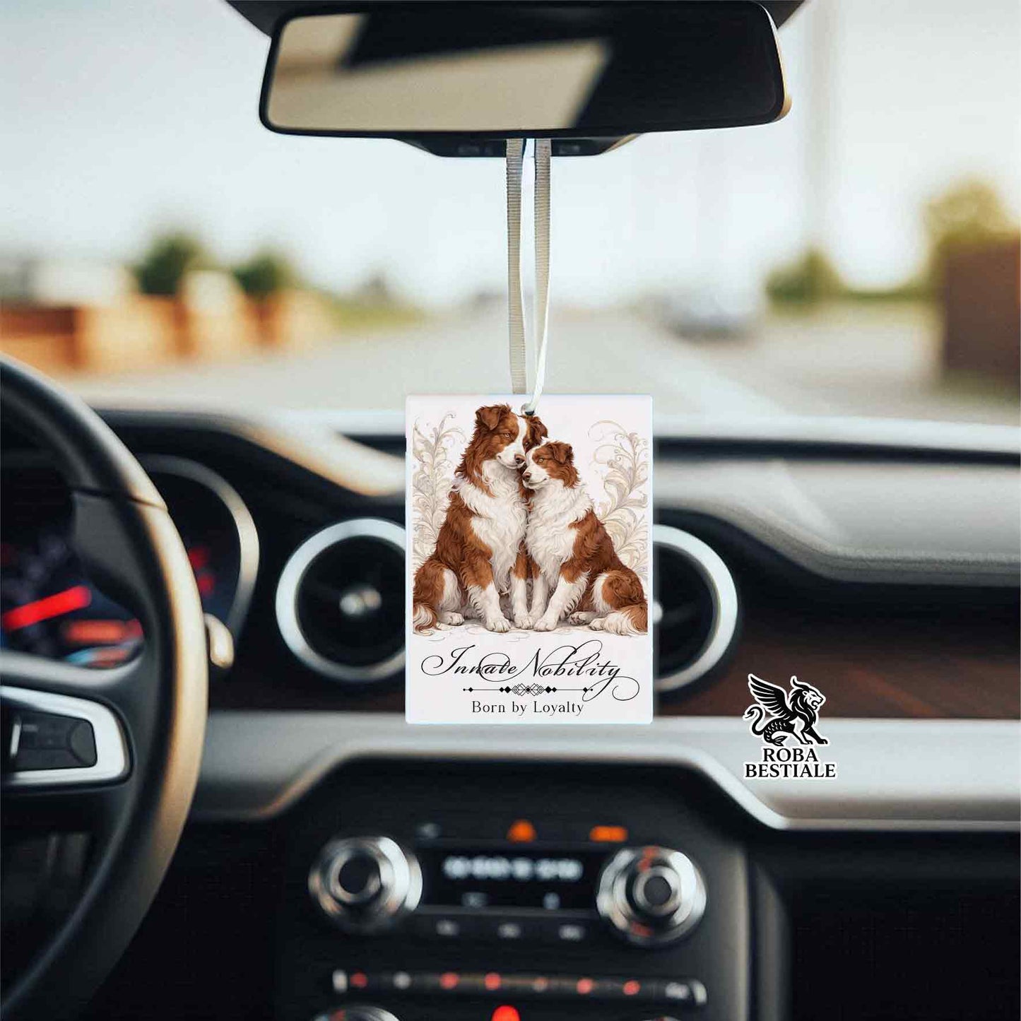 Profumatore NOBILITY - BORDER COLLIE Bianco e Rosso - In Feltro, con cordino - 7,5 x 10 cm