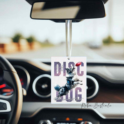 Deodorante Auto APTITUDE - DISC DOG - BORDER COLLIE Blue Merle - In Feltro, con cordino - 7,5 x 10 cm