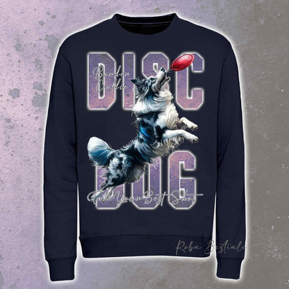 Felpa Invernale APTITUDE - DISC DOG - BORDER COLLIE Blue Merle - Girocollo, Unisex, in tanti colori! - dalla XS alla 3XL