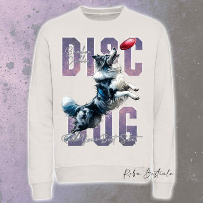 Felpa Invernale APTITUDE - DISC DOG - BORDER COLLIE Blue Merle - Girocollo, Unisex, in tanti colori! - dalla XS alla 3XL