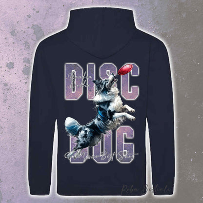 Felpa APTITUDE - DISC DOG - BORDER COLLIE Blue Merle - Con Cappuccio e Tasconi, Unisex, in tanti colori - dalla XS alla 5XL