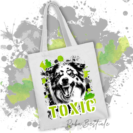Shopper TOXIC - BORDER COLLIE Blue Merle - Diversi colori disponibili, 100% Cotone