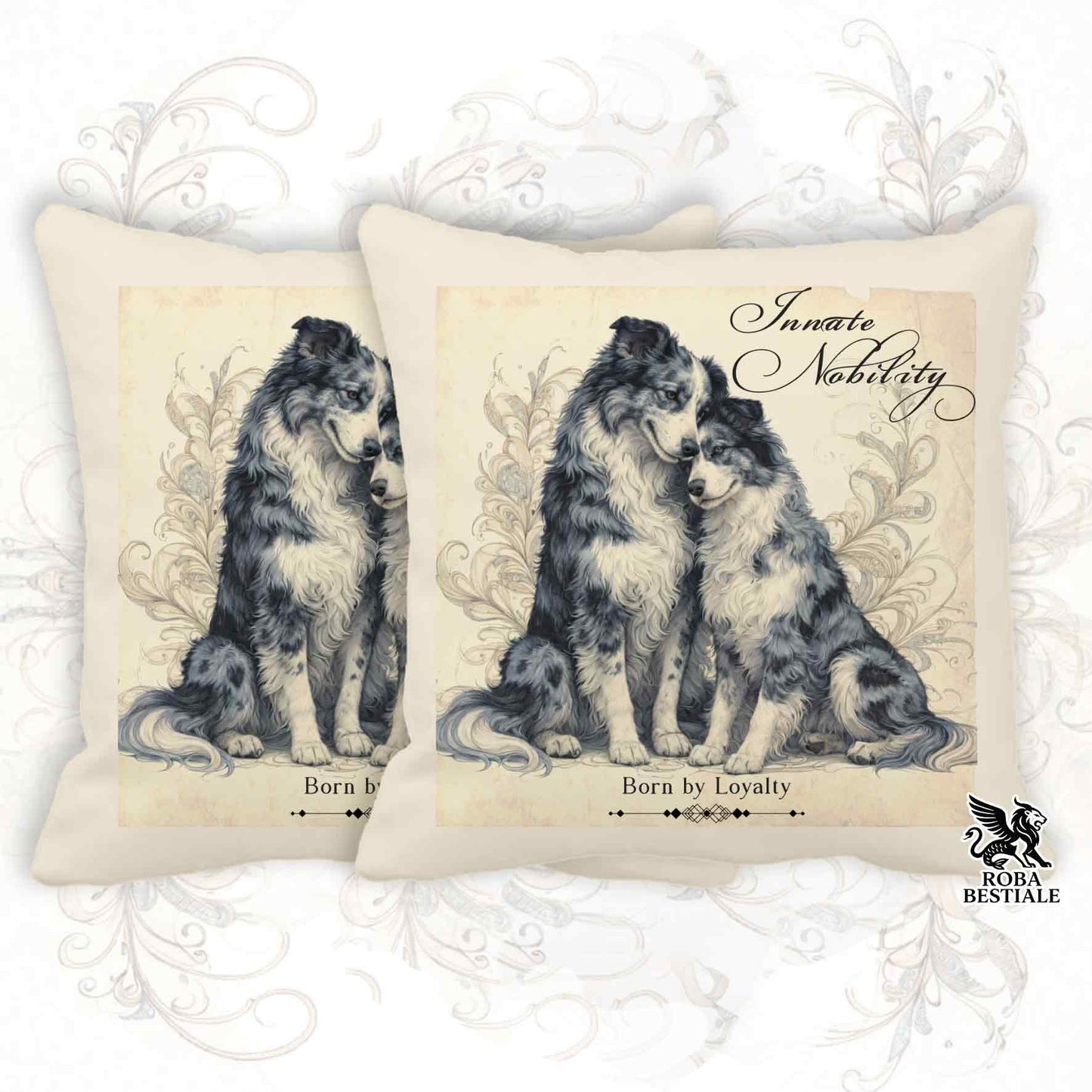 Cuscino NOBILITY - BORDER COLLIE Blue Merle - 100% Tela di Cotone - 40x40 cm